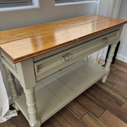 🌾 Rustic Farmhouse Console Table – Two-Tone Wood & Painted Finish