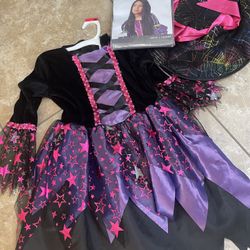 Girls Witch Costume With Hat And Wig 7-10