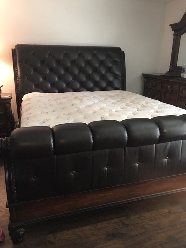 King Size Bed Frame King Size Bed Frame Leather Wrapped Sleigh In Good Fair Condition Dallas Tx