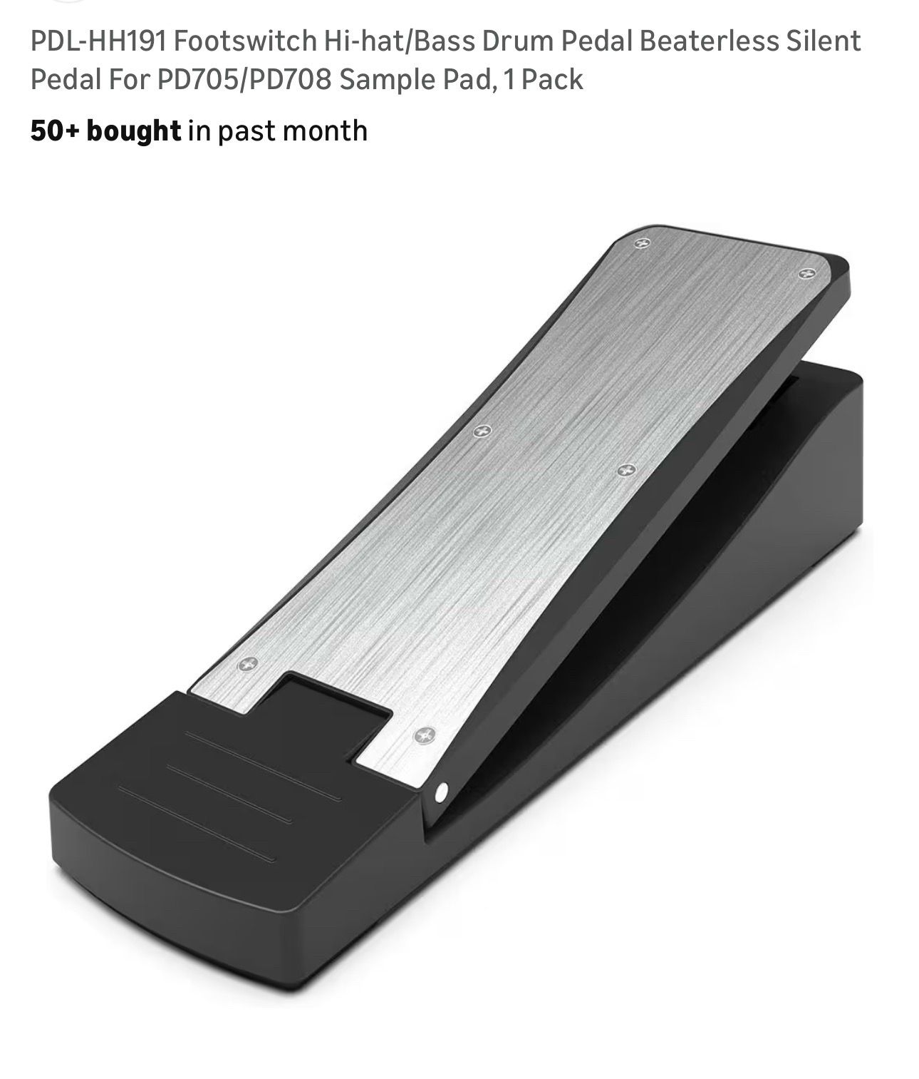 PDL-HH191 Footswitch Hi-hat/Bass Drum Pedal Beaterless Silent Pedal For PD705/PD708 Sample Pad, 1 Pack