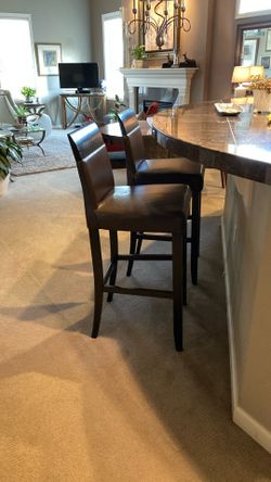 Bar Stools Leather & Solid Wood