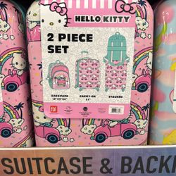 Hello Kitty 2 Pc Set Backpack And Carry On