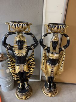 Pair of Large Egyptian-Style Statues – Approx. 53” Tall