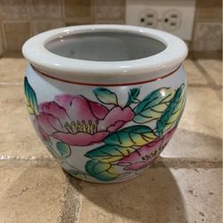 Vintage Ceramic Floral Planter Pot