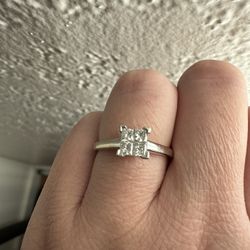 Solid 14k White Gold Diamond Ring