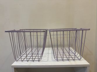 Set of 2 Lavender Wire Storage Baskets
