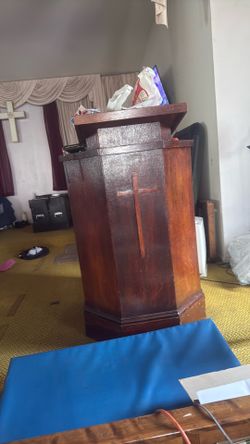 Miscellaneous church items, including 126-year-old pool pit, solid wood