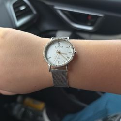 Skagen Silver Watch With Small Diamonds 