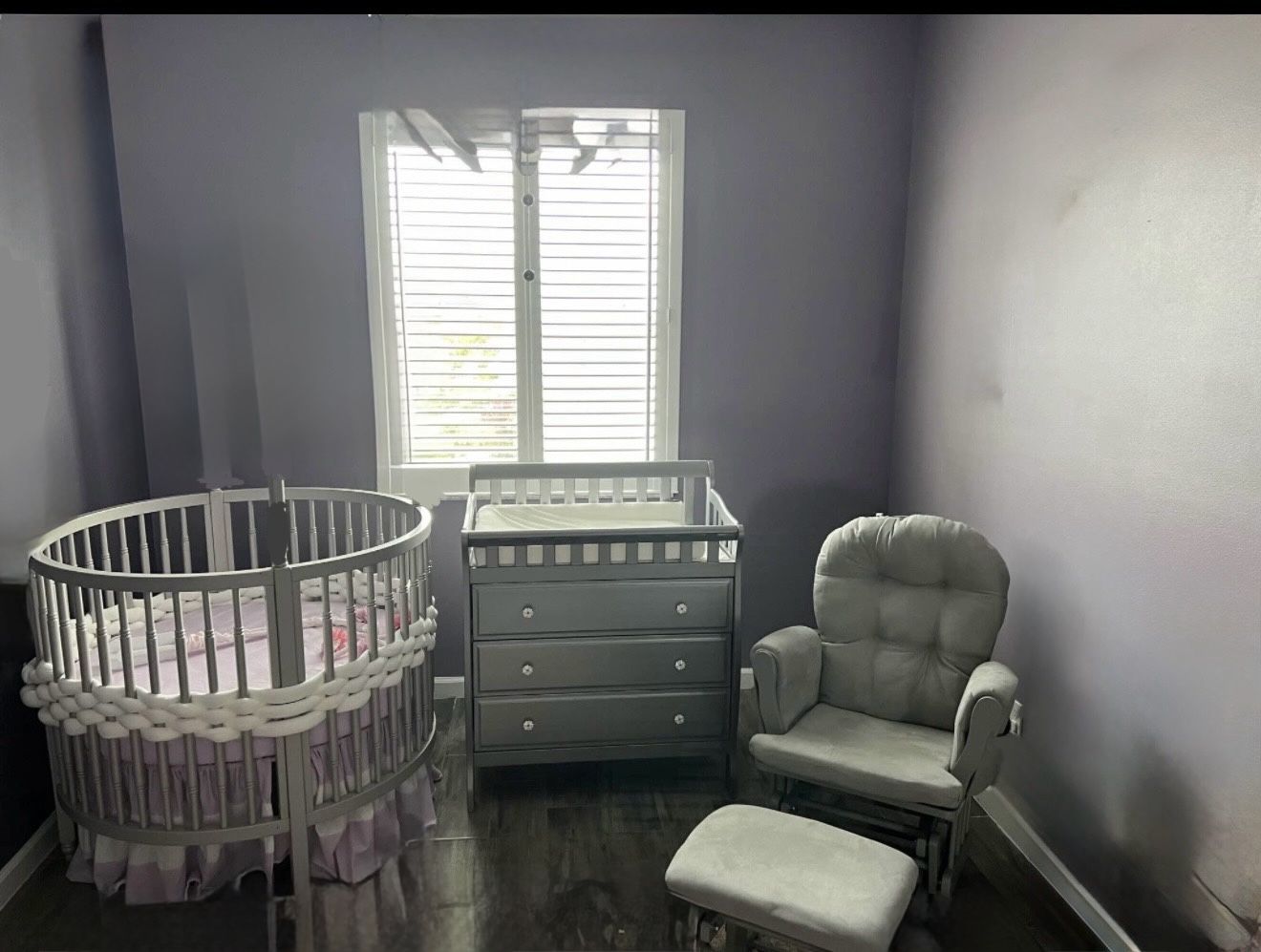 Nursery Crib Changing Table And Rocking Chair