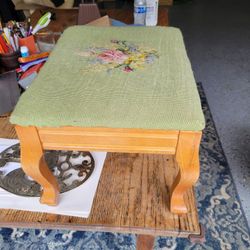  Vintage Needlepoint Footstool 