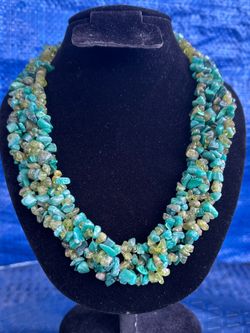Multi Gemstone Knitted Necklace