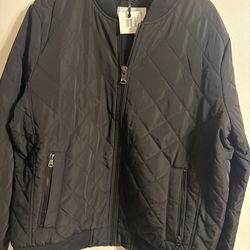 CALVIN KLEIN QUILTED ZIPPER DETAIL FLIGHT JACKET