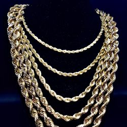 14K 4mm-10mm Solid Gold Diamond Cut Rope Chain Brand New