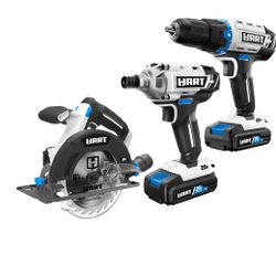 HART 20-Volt 3-Tool Combo Kit (2) 2.0Ah Lithium-Ion Batteries