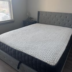 Queen hydraulic storage bed frame and mattress