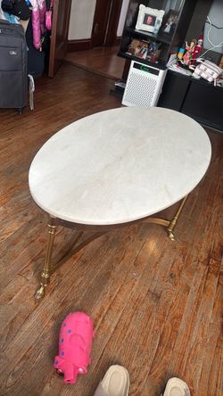 Oval Marble Top Coffee Table with Brass Legs $950 / OBO