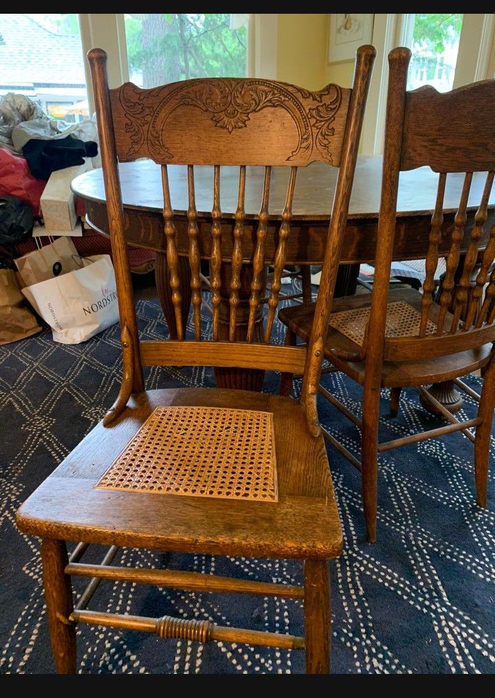 Antique Oak Dining Chairs, Each