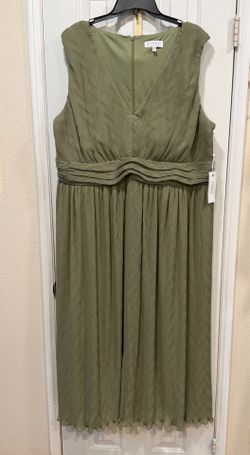 Siena Olive Green Pleated Maxi Dress 3X