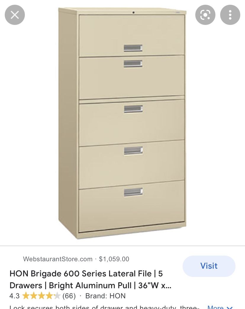 Five Level: Lateral Filing Cabinet (tan, Metal)