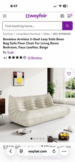 Boneless 3-Seat Bean Bag Sofa – Beige