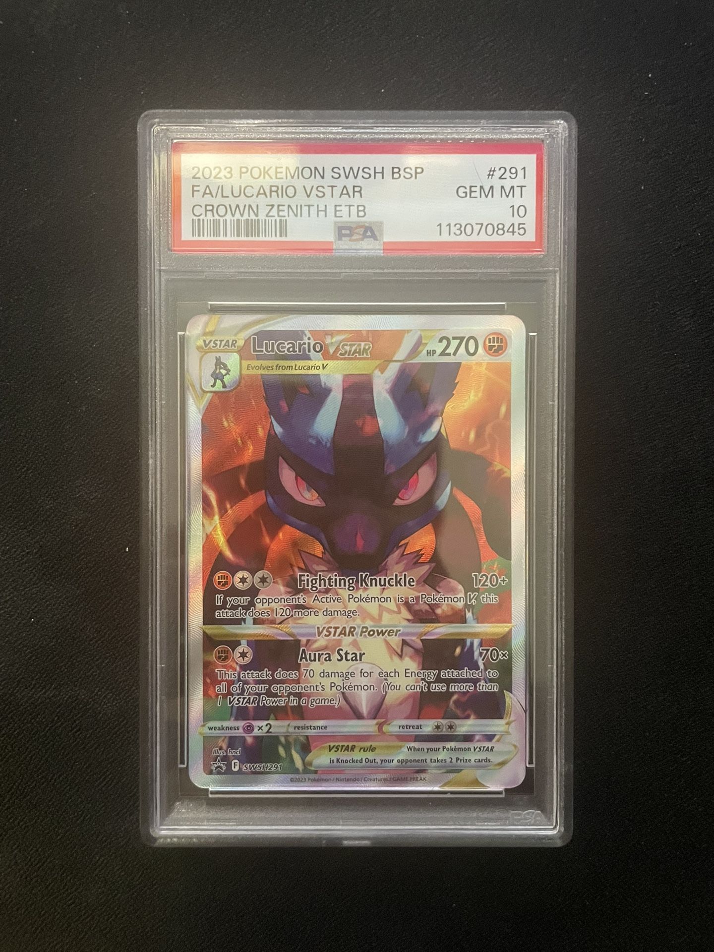 PSA 10 GEM MINT Lucario VSTAR SWSH BSP Crown Zenith ETB #291