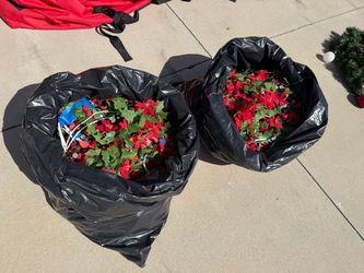 Artificial Poinsettia Holiday Garland Lot