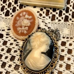 Cameo Pin  Necklace