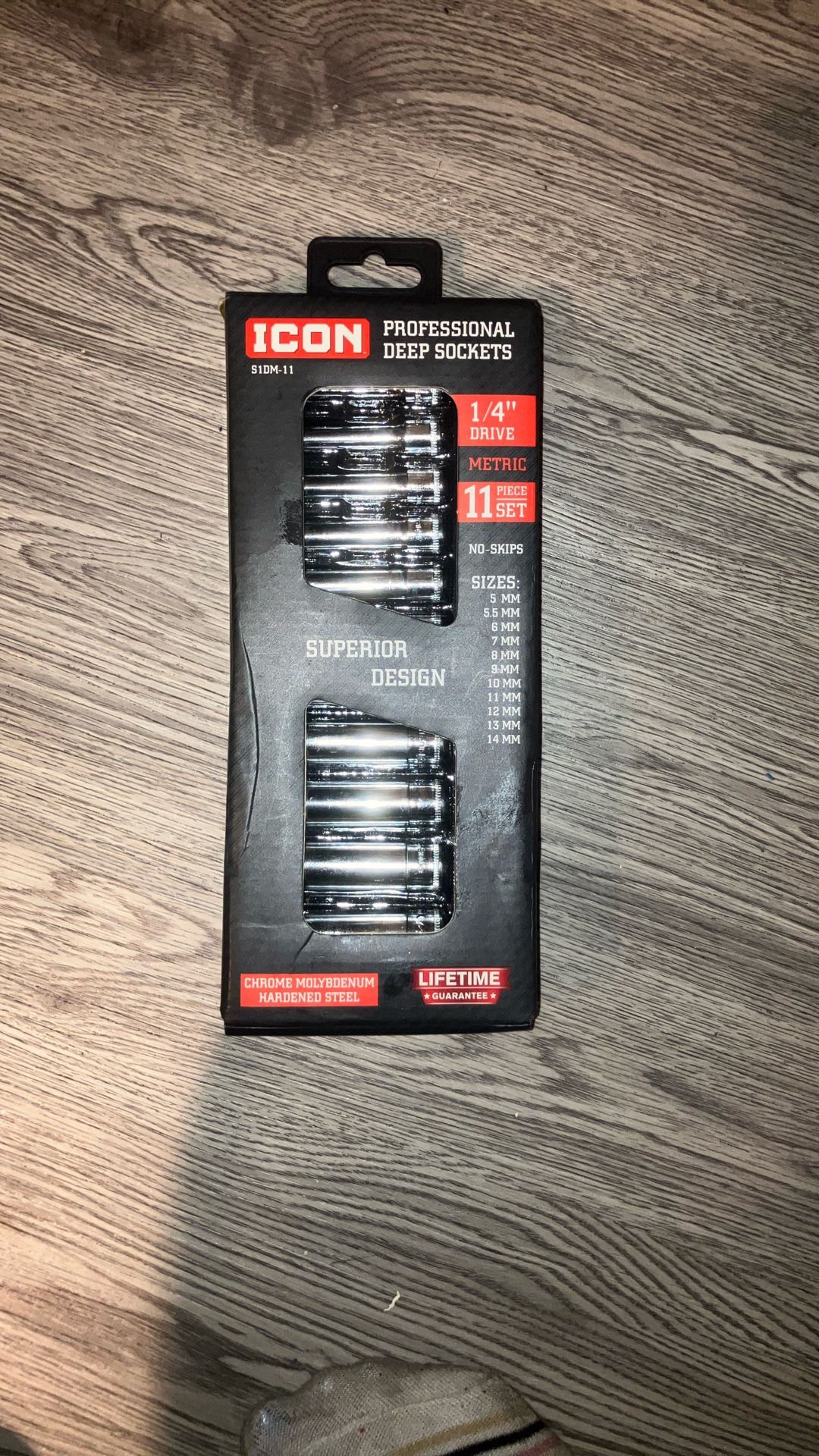 Icon 1/4” Drive Professional Deep Sockets 11 Piece Metric Set