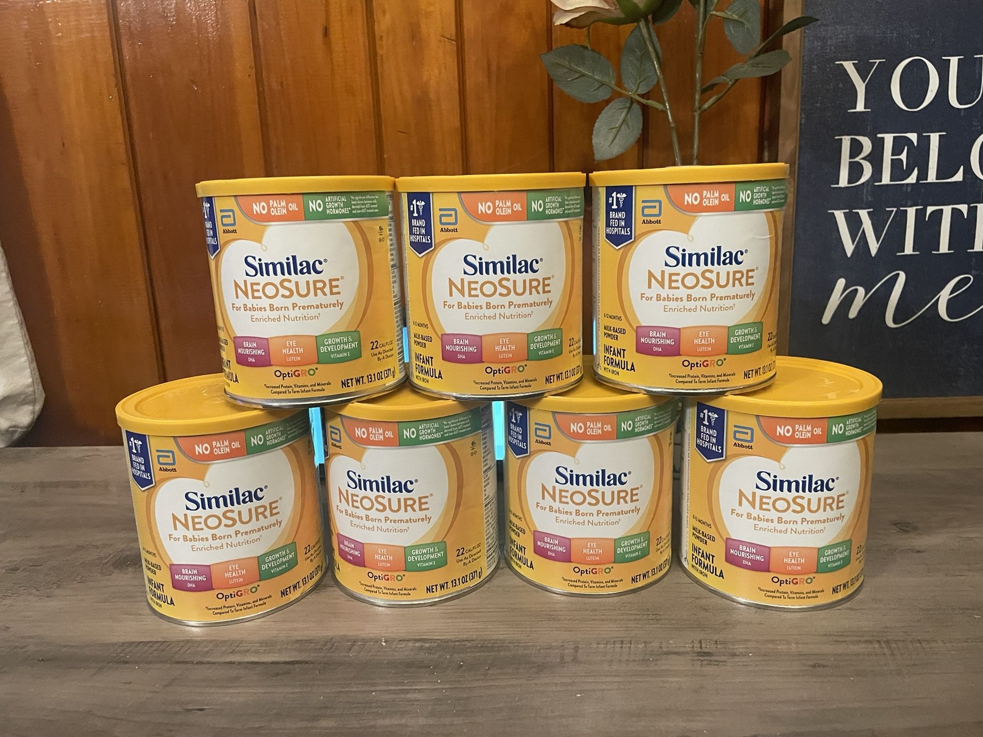 Seven Sealed Similac Neosure Cans