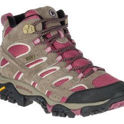 Merrell Women's Size 9 Moab 2 Mid Waterproof Hiking Boots tan/ pink