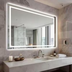 LuxHomez 36 in. W x 48 in. H Frameless Rectangular Anti-Fog LED Adjustable Front And Backlit Bathroom Vanity Mirror Wall Mirror