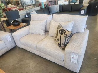 Plush, oversized, super comfy modern loveseat in soft Chenille fabric