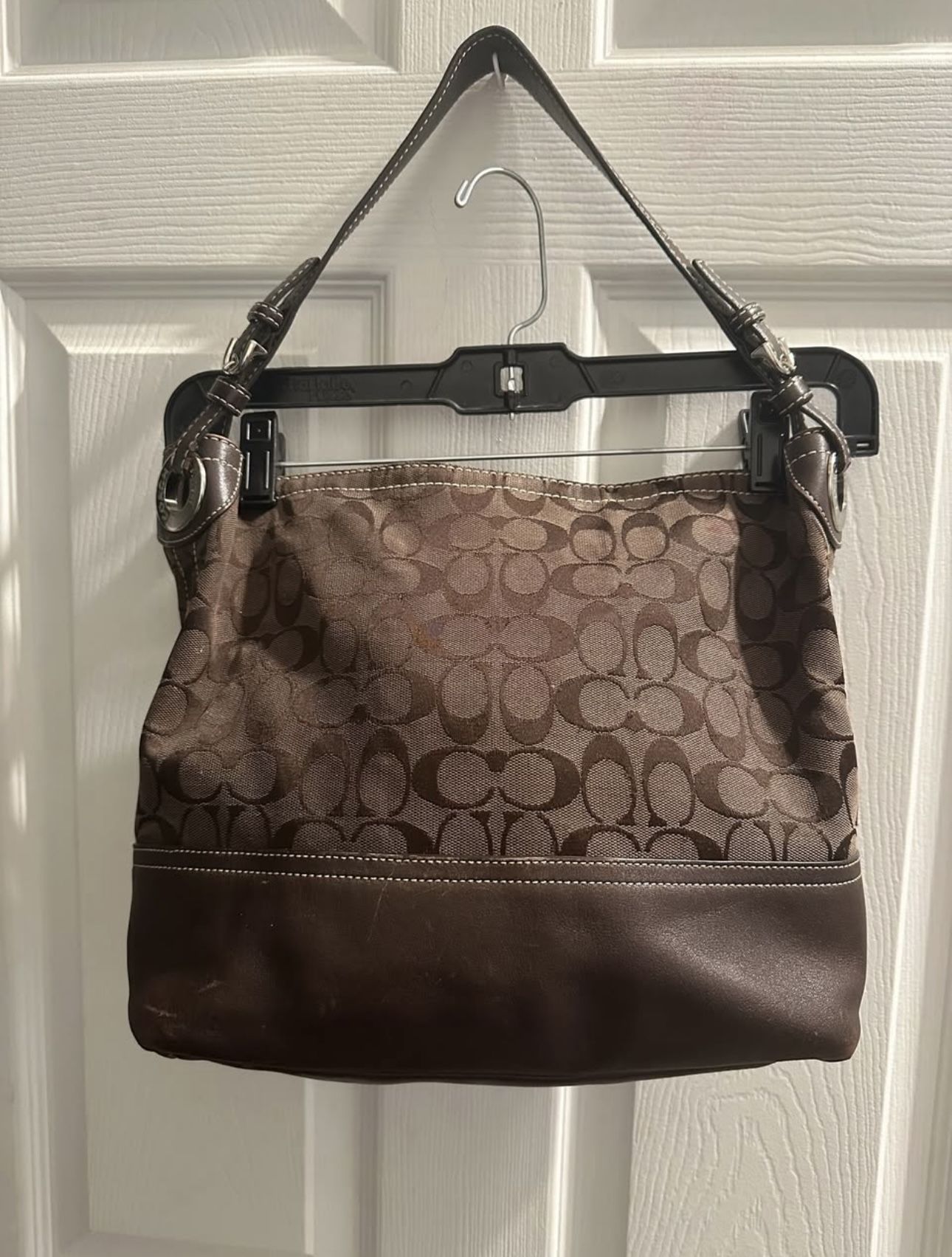 Vintage Coach Signature Shoulder Hobo Bag – Dark Chocolate Brown