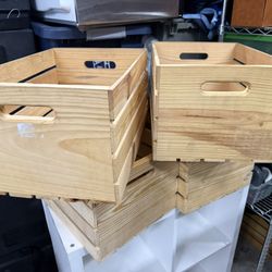 4 Wooden Storage Crate With Handles 10" X 18" X 12"