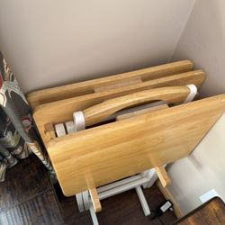 Collapsible Wooden Tray Table X4
