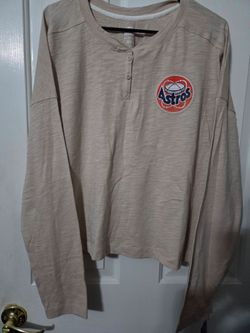 Houston Astros 2XL Womens Fanatics Long-sleeved Henley Shirt $45 Retail