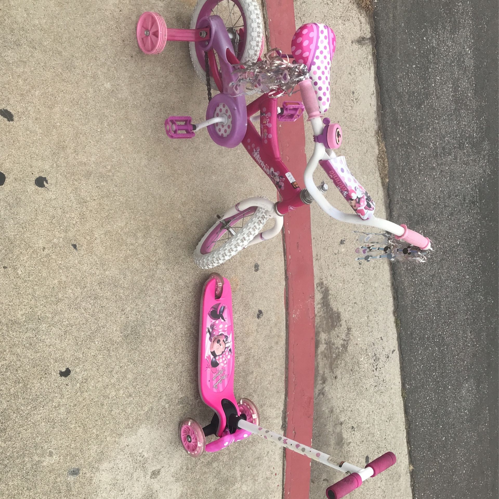 Girls Bike And Scooter Set 