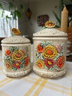 vintage Lefton ceramic canisters-set of 2