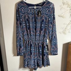 NWT Express Romper Colorful Paisley Print Long Sleeve
