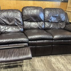 Brown Leather Reclining Sofa 