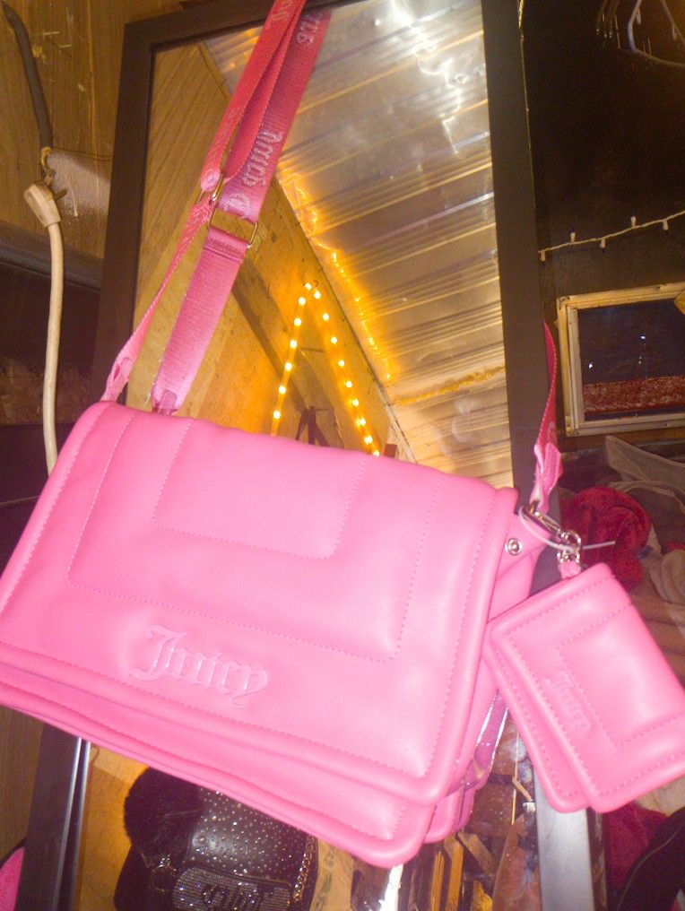 Pink Juicy Couture Crossbody Purse With Mini Pouch