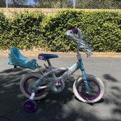 🚲 Kids Disney Frozen Bike w/ Training Wheels + Doll Seat