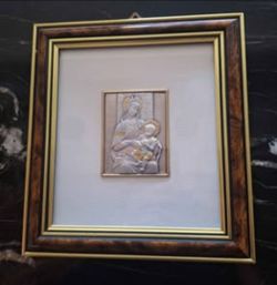 New item 
devotional plaque of the Blessed Virgin Mary and the Christ Child, likely made in Italy