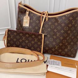 LOUIS VUITTON LV Carryall MM Classic Old Flower Coated Canvas and Cowhide (p501)68