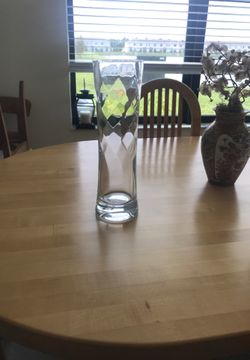 Tall, diamond pattern, sleek glass vase