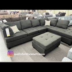 Sectional Sofa Set With Ottoman 