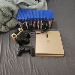 PS4 Slim 1T, 3 Controllers, Charging Stand and lots Of Games
