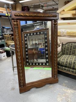 LLoyds Custom Built Wooden Mirror, Carved Wooden Border