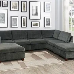 Brand New Dark Grey Chenille Modular Design Sectional Sofa