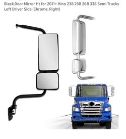 Black Door Mirror fit for 2011+ Hino 238 258 268 338 Semi Trucks Left Driver Side (Chrome, Right)